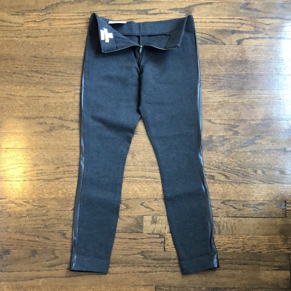 J Crew Charcoal Black Leather Stripe Ankle Crop Stretch Gigi Pant - Picture 4 of 5